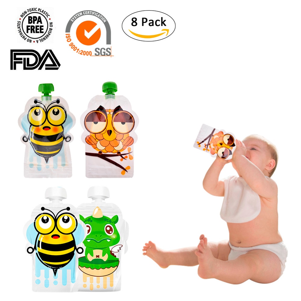 8pcs Baby Food Pouches Reusable Bags 8pcs Baby Food Pouches Reusable Bags