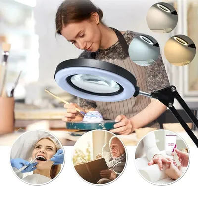 8X Illuminated Magnifier USB 3 Colors 64 LED Magnifying Glass for Soldering Iron Repair/Table Lamp/Skincare Beauty Tool