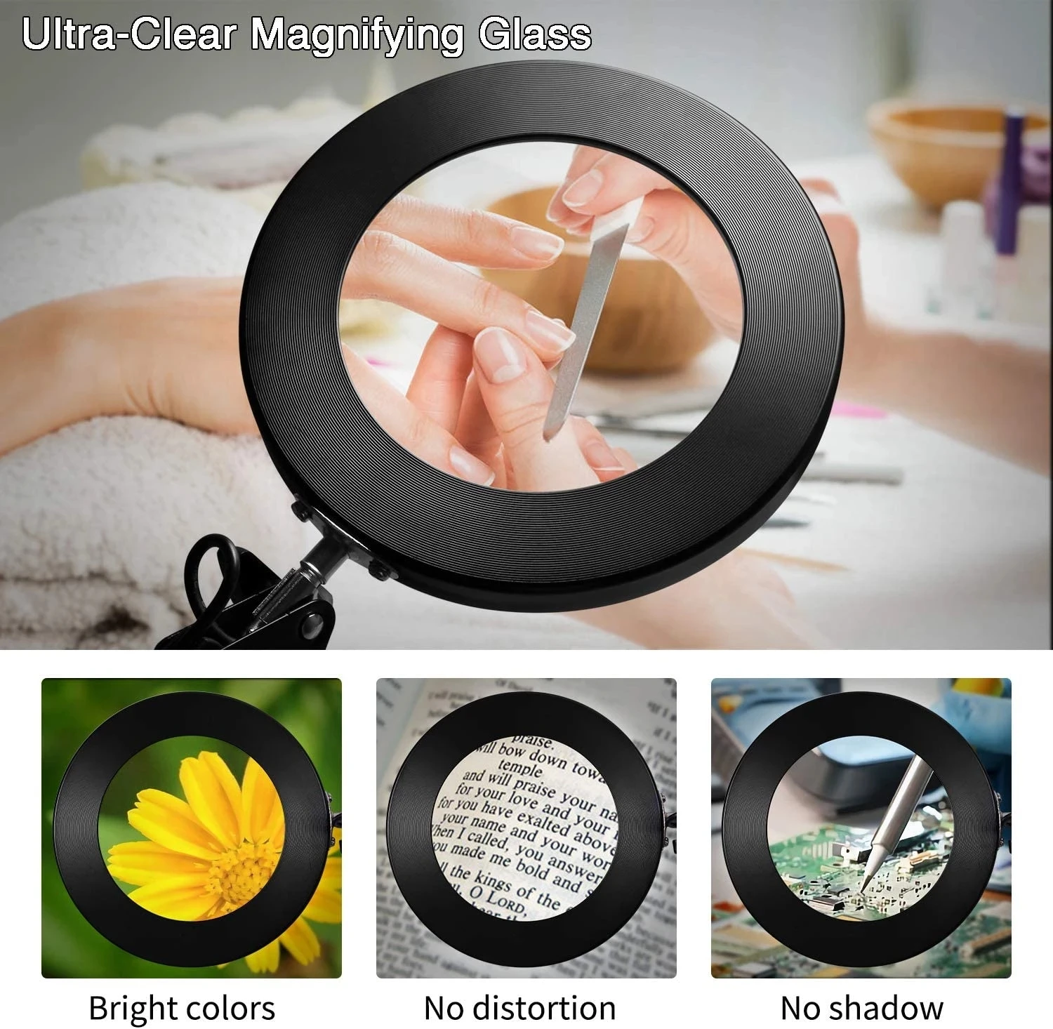 8X Illuminated Magnifier USB 3 Colors 64 LED Magnifying Glass for Soldering Iron Repair/Table Lamp/Skincare Beauty Tool