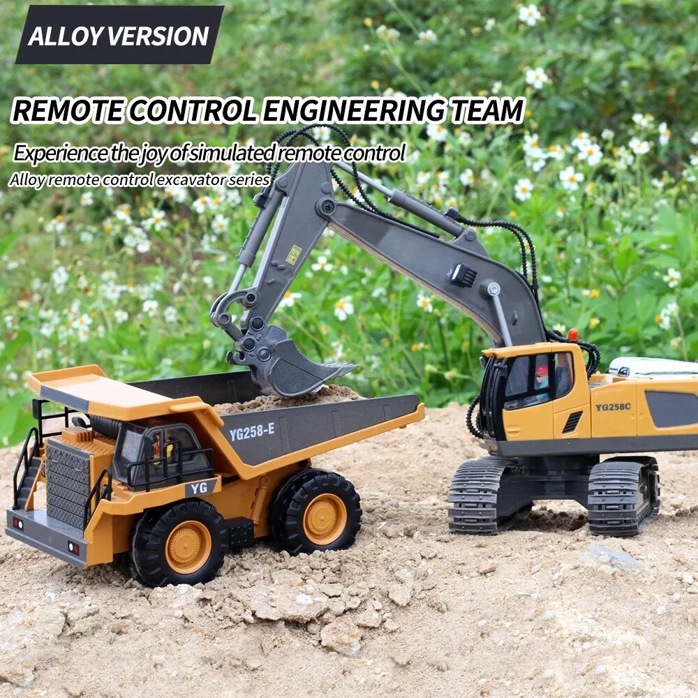 9 Channels Excavator Dump Truck 2.4G 1:20 Remote Control Alloy Plastic Simulation Construction Vehicle Model Toy 9 Channels Excavator Dump Truck 2.4G 1:20 Remote Control Alloy Plastic Simulation Construction Vehicle Model Toy