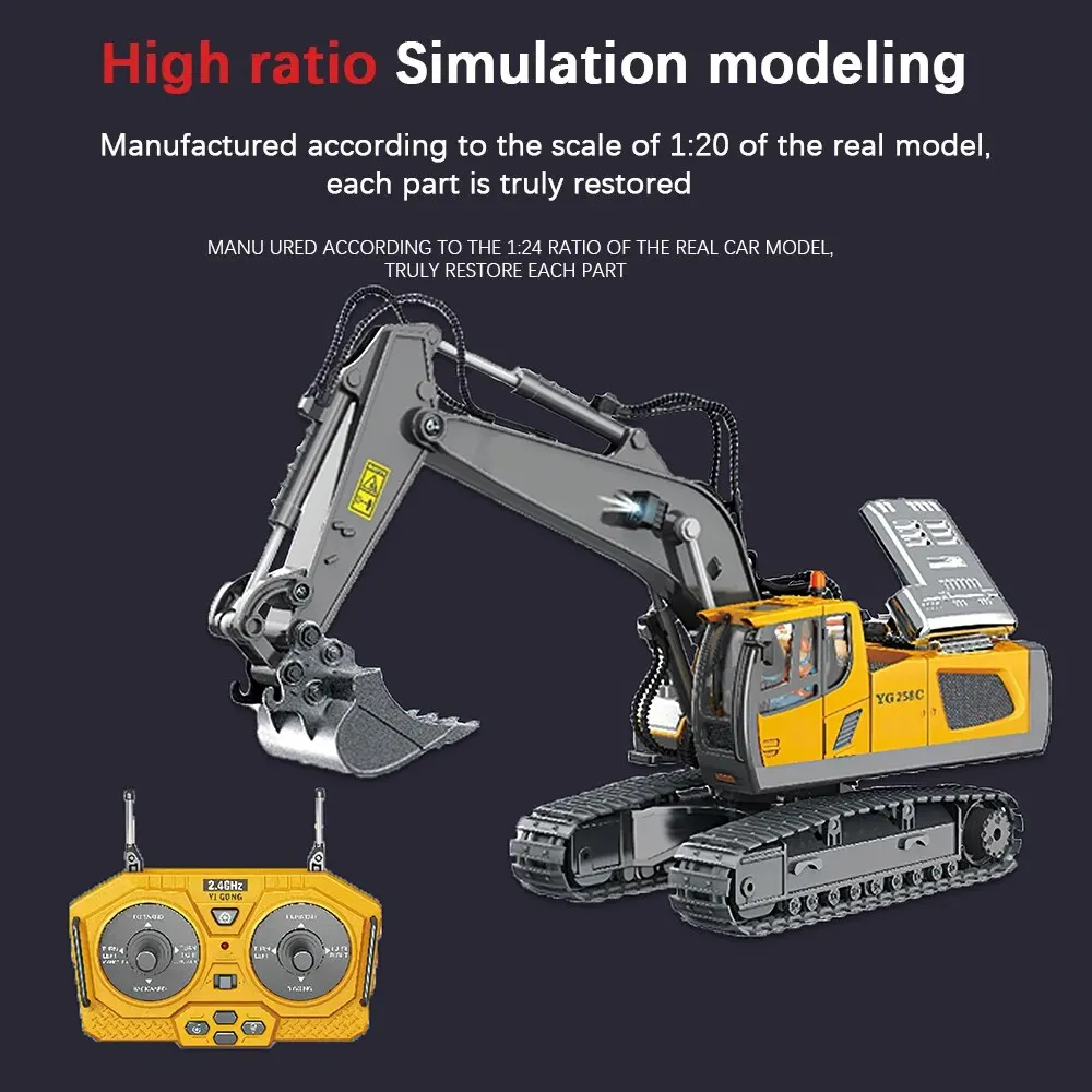 9 Channels Excavator Dump Truck 2.4G 1:20 Remote Control Alloy Plastic Simulation Construction Vehicle Model Toy 9 Channels Excavator Dump Truck 2.4G 1:20 Remote Control Alloy Plastic Simulation Construction Vehicle Model Toy