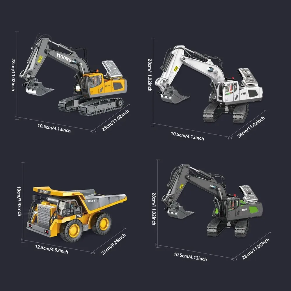 9 Channels Excavator Dump Truck 2.4G 1:20 Remote Control Alloy Plastic Simulation Construction Vehicle Model Toy 9 Channels Excavator Dump Truck 2.4G 1:20 Remote Control Alloy Plastic Simulation Construction Vehicle Model Toy