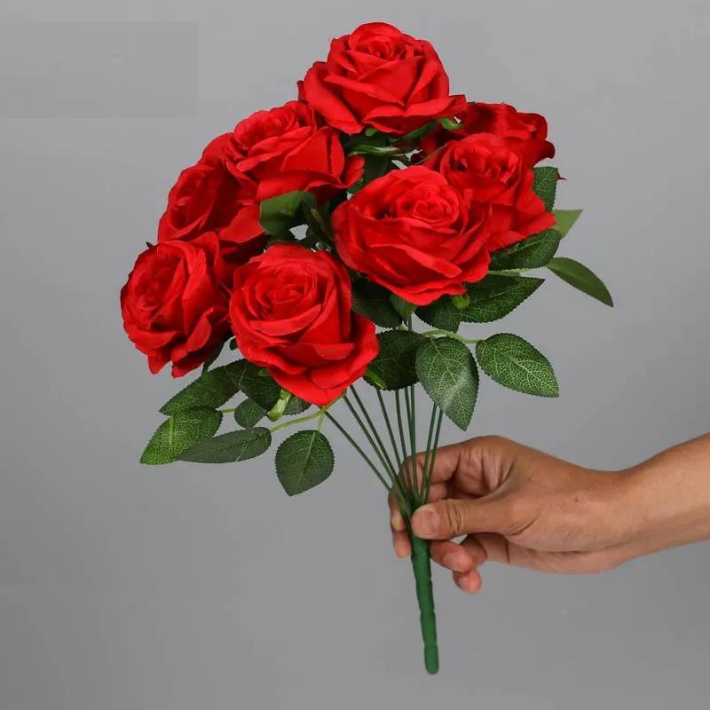 9 Heads Fake Rose Bouquet