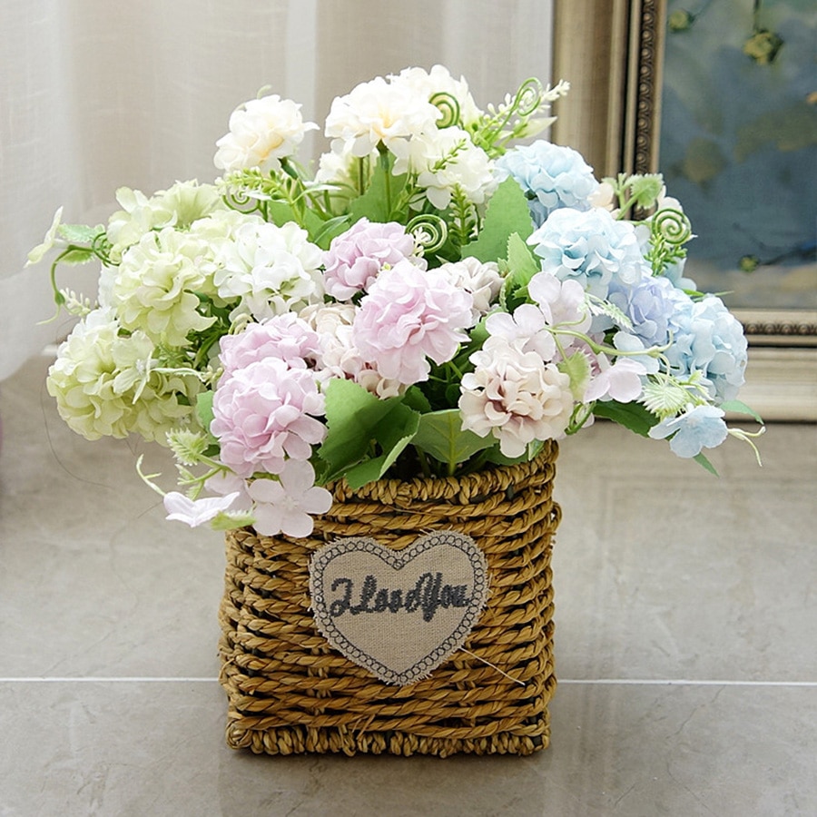 9 Heads Silk Hydrangea Flowers for Decoration 9 Heads Silk Hydrangea Flowers for Decoration