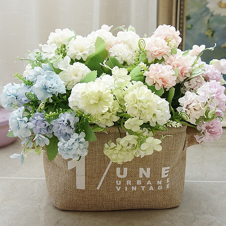 9 Heads Silk Hydrangea Flowers for Decoration 9 Heads Silk Hydrangea Flowers for Decoration