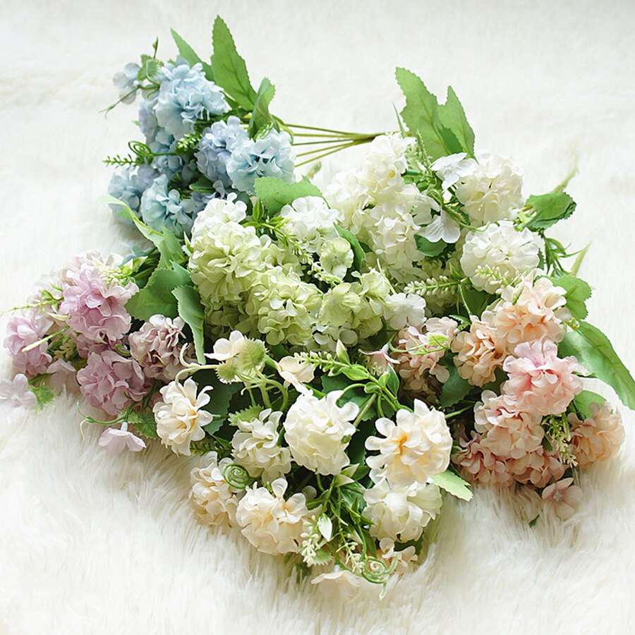 9 Heads Silk Hydrangea Flowers for Decoration 9 Heads Silk Hydrangea Flowers for Decoration