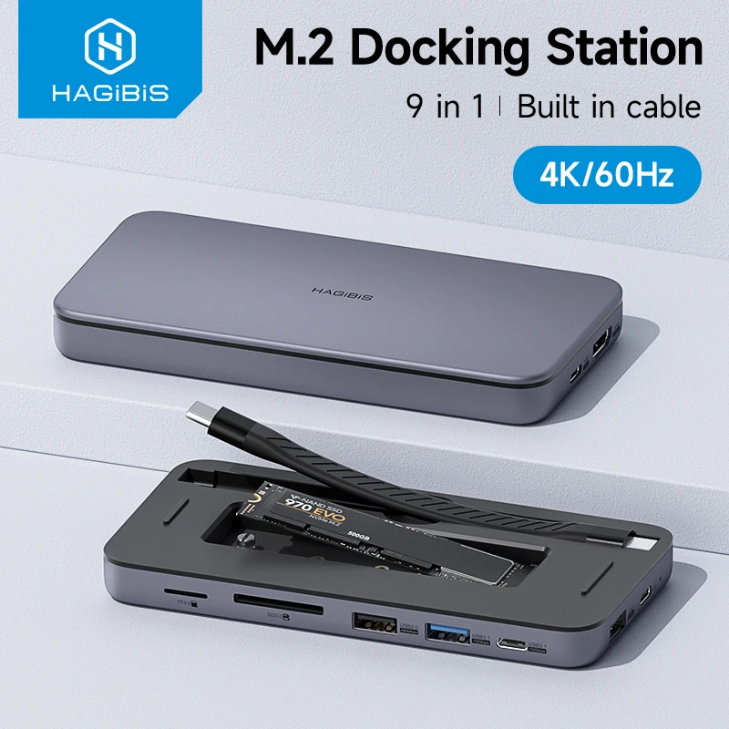 9 in 1 USB C HUB with M.2 NVMe/SATA SSD Enclosure 4K HDMI-Compatible 100W PD USB 3.1 Docking Station for Windows Mac OS 9 in 1 USB C HUB with M.2 NVMe/SATA SSD Enclosure 4K HDMI-Compatible 100W PD USB 3.1 Docking Station for Windows Mac OS