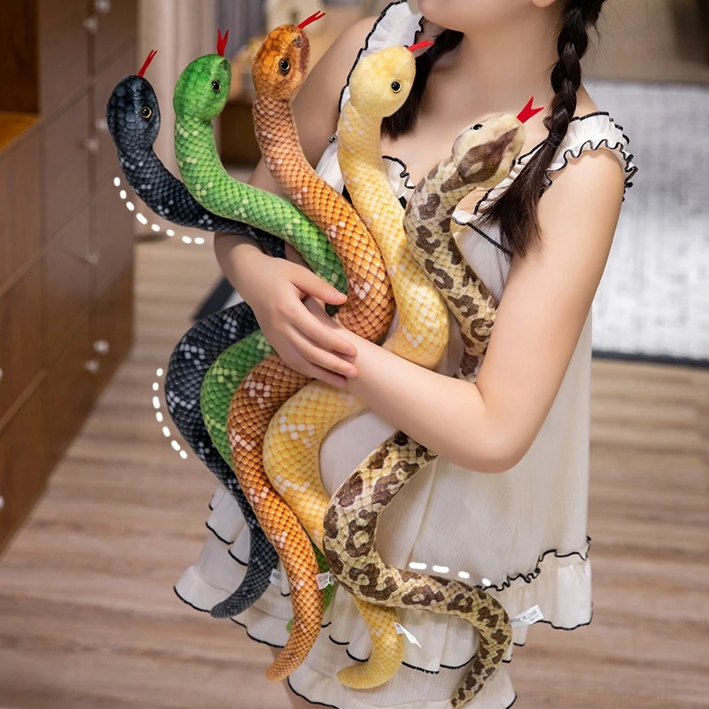 9 Kinds Simulation Snake Plush Toy Lifelike Anaconda Fake Snake Python Model Prank Doll Creative Room Decoration