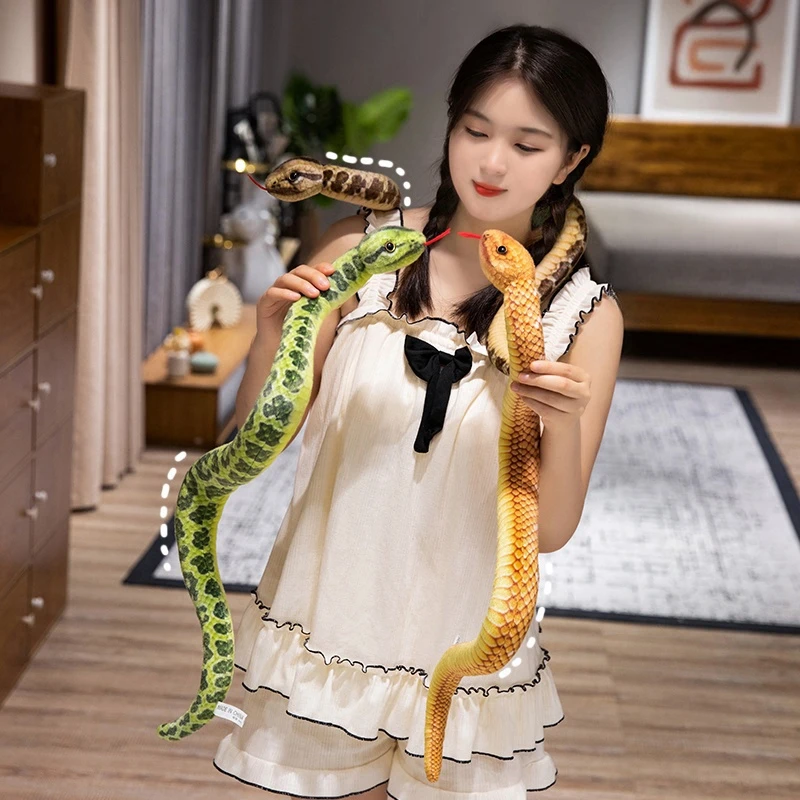 9 Kinds Simulation Snake Plush Toy Lifelike Anaconda Fake Snake Python Model Prank Doll Creative Room Decoration