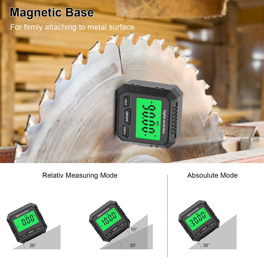 90 Degree Digital Level Box Protractor Angle Finder Bevel Gauge Inclinometer with Magnetic Based Backlight 90 Degree Digital Level Box Protractor Angle Finder Bevel Gauge Inclinometer with Magnetic Based Backlight