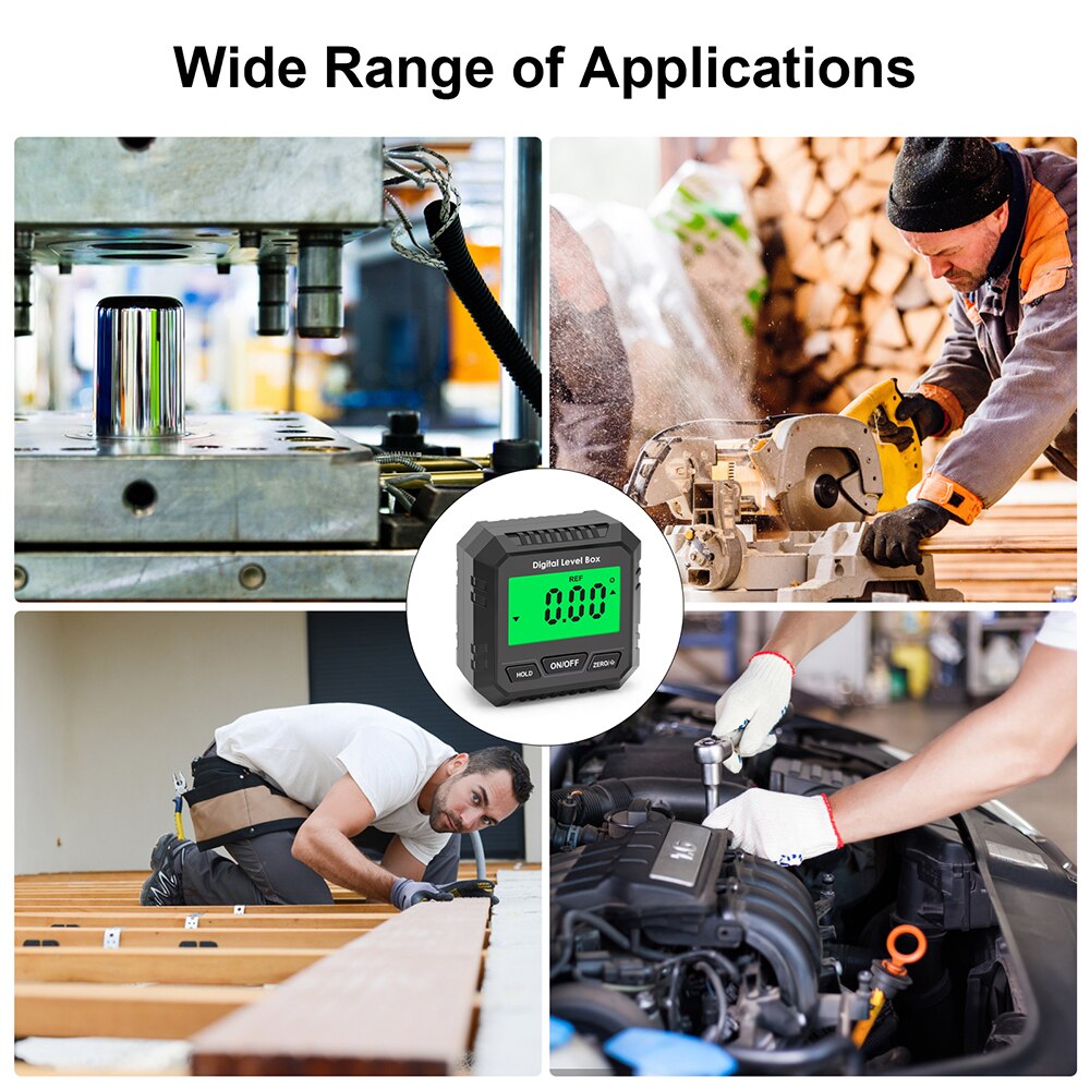 90 Degree Digital Level Box Protractor Angle Finder Bevel Gauge Inclinometer with Magnetic Based Backlight 90 Degree Digital Level Box Protractor Angle Finder Bevel Gauge Inclinometer with Magnetic Based Backlight