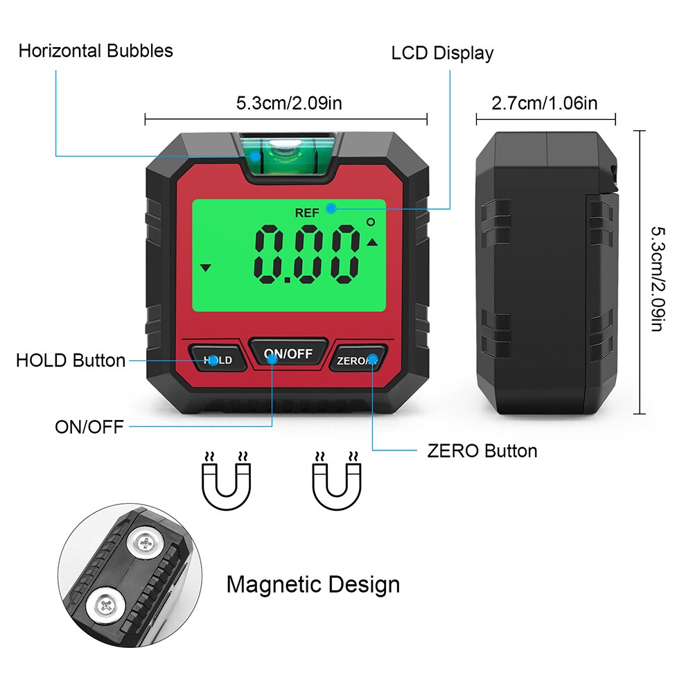 90 Degree Digital Level Box Protractor Angle Finder Bevel Gauge Inclinometer with Magnetic Based Backlight 90 Degree Digital Level Box Protractor Angle Finder Bevel Gauge Inclinometer with Magnetic Based Backlight