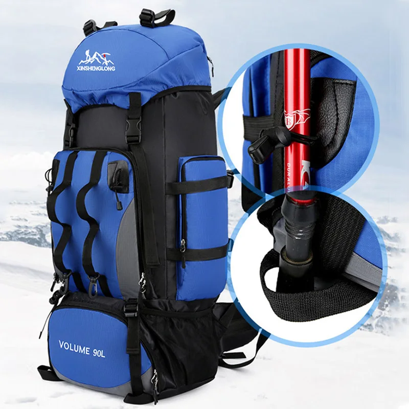 90L Waterproof Hiking Camping Backpack Trekking Bag Rucksack Large Capacity Travel Outdoor Sports Bags Camping