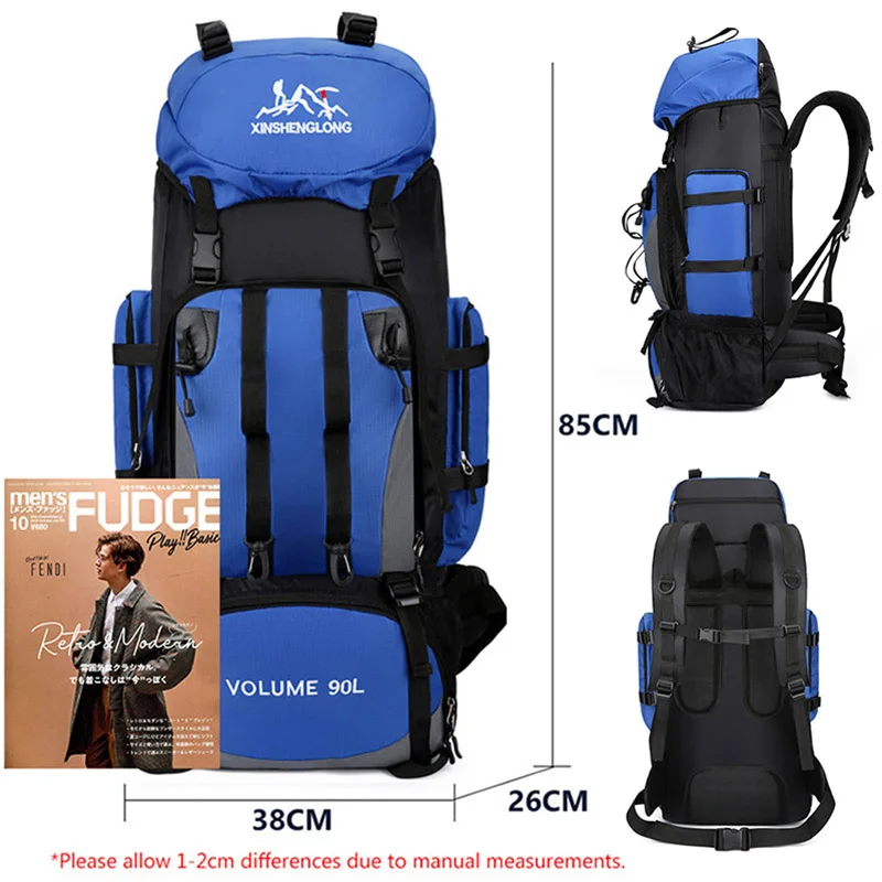 90L Waterproof Hiking Camping Backpack Trekking Bag Rucksack Large Capacity Travel Outdoor Sports Bags Camping