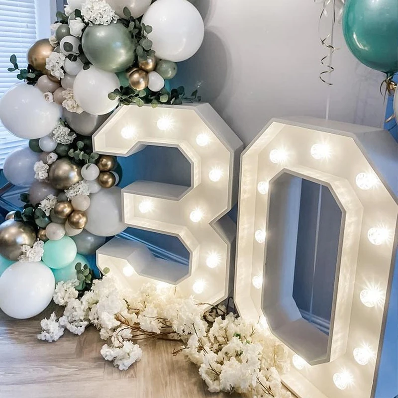 91.5cm Giant Led Light Birthday Number Figure 1st Birthday Anniversary Wedding Baby Shower Decor 30 40 50 Birthday