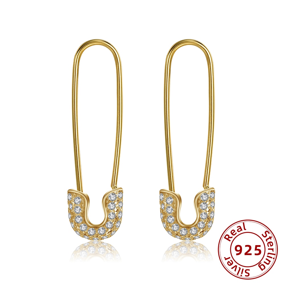 925 Silver Safety Pin Earrings (1 Pair) 925 Silver Safety Pin Earrings (1 Pair)