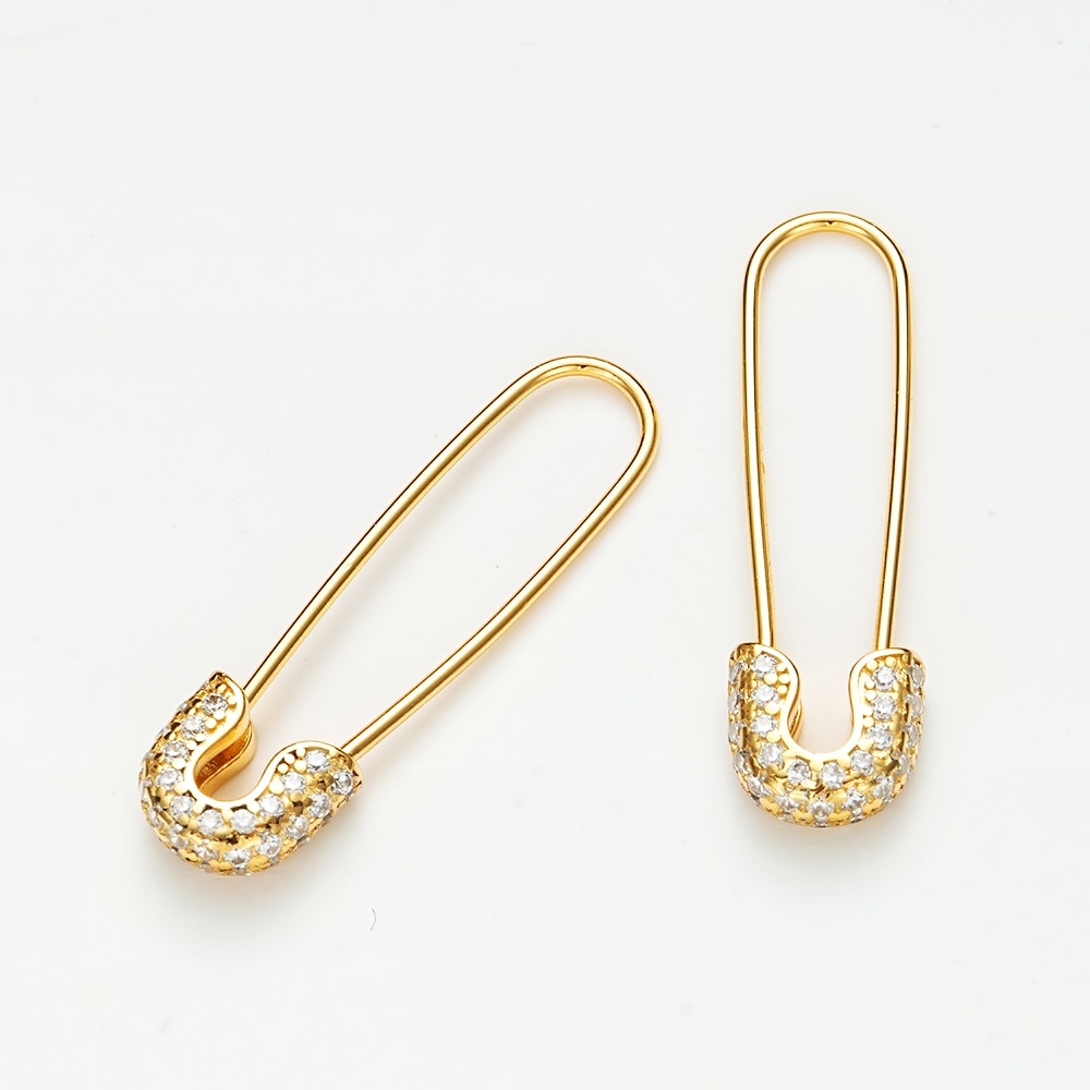 925 Silver Safety Pin Earrings (1 Pair) 925 Silver Safety Pin Earrings (1 Pair)