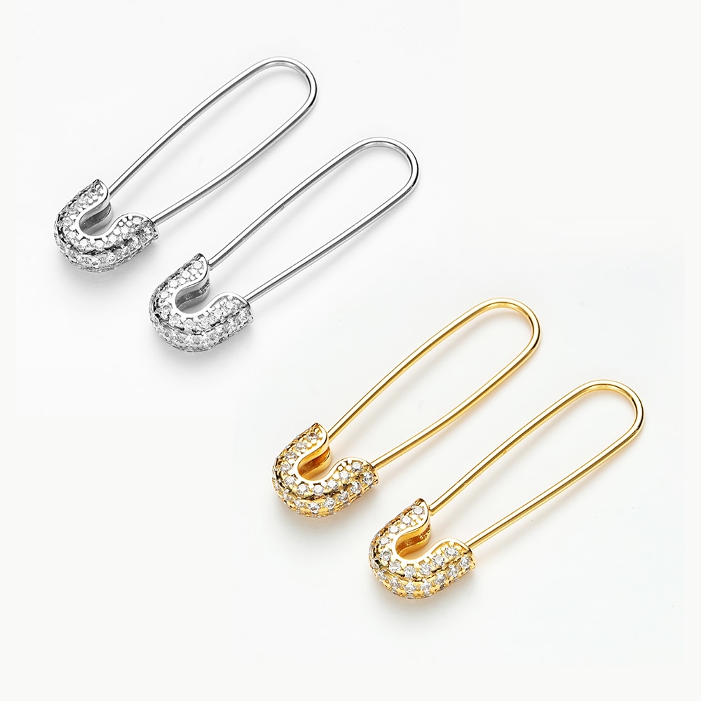 925 Silver Safety Pin Earrings (1 Pair) 925 Silver Safety Pin Earrings (1 Pair)