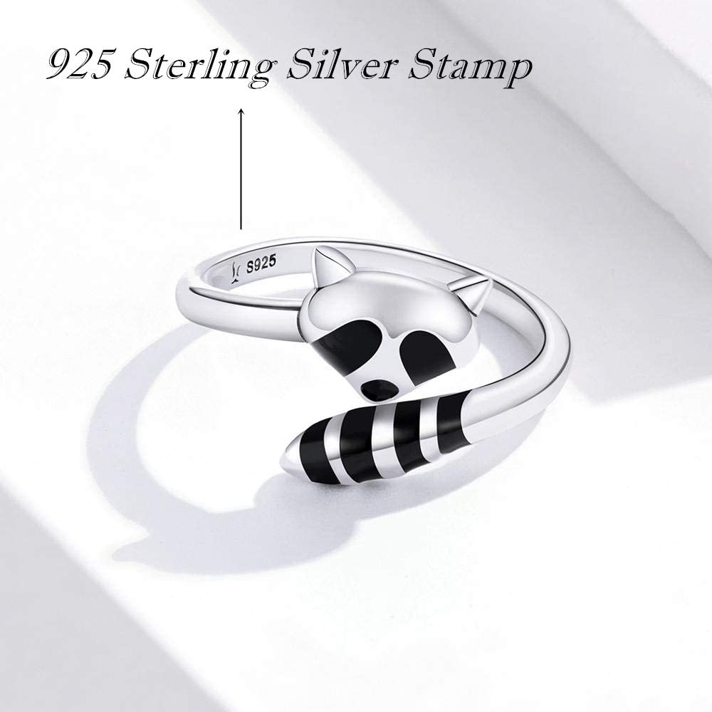 925 Sterling Silver Fashionable Adjustable Raccoon Ring 925 Sterling Silver Fashionable Adjustable Raccoon Ring