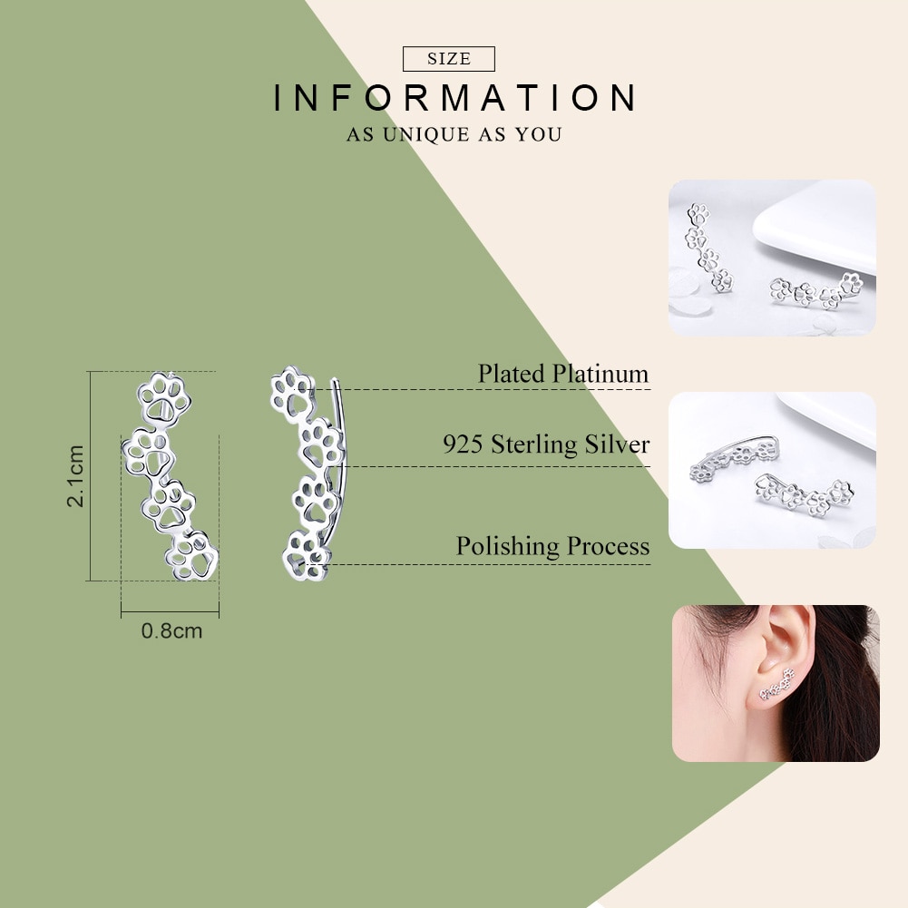 925 Sterling Silver Paw Print Earrings 925 Sterling Silver Paw Print Earrings
