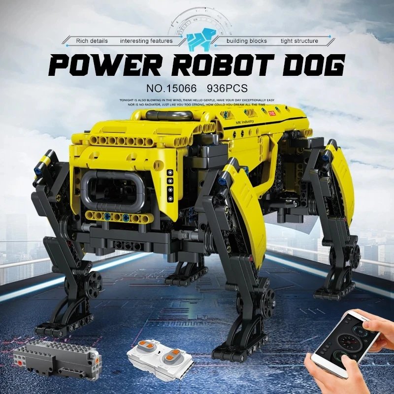 936PCS RC Power Robot Dog Building Blocks 15066 Technical Robot Toys Motorized Boston Dynamics Big Alpha Dog Model
