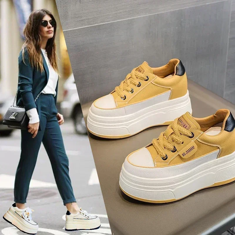 9cm Cow Suede Genuine Leather Women Vulcanized Shoes Platform Wedge Skate Boarding High Brand Heels Casual Summer Shoes 9cm Cow Suede Genuine Leather Women Vulcanized Shoes Platform Wedge Skate Boarding High Brand Heels Casual Summer Shoes