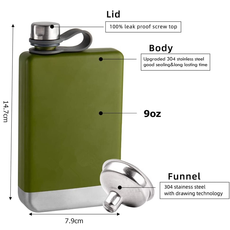 9oz Steel Hip Flask with Funnel