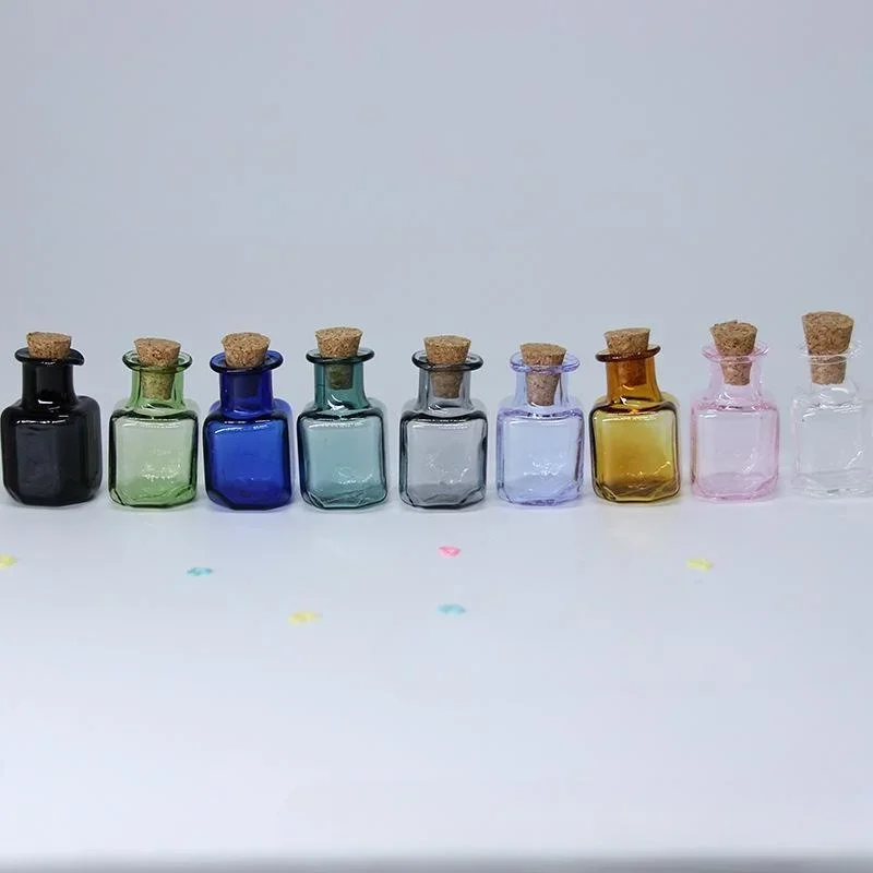 9pcs Mini Glass Color Bottles with Cork Stopper Wishing Bottles Gift Pendants DIY Home Decor Crafts Microlandscape 9pcs Mini Glass Color Bottles with Cork Stopper Wishing Bottles Gift Pendants DIY Home Decor Crafts Microlandscape