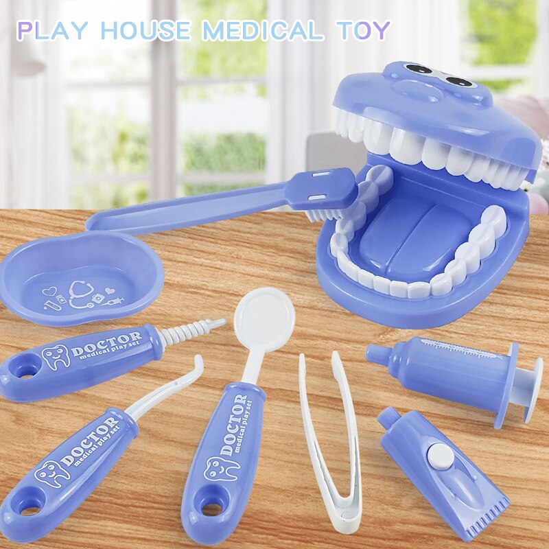9PCS Plastic Simulation Dentist Play Set Medical Kit Pretend Toy for Kids Hygienic Habbit Cultivation Role Play Game