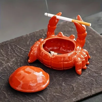 A Charming Crab Ceramic Ashtray with Lid, Home and Office Decoration Tea Pet, Unique Irregular Shape A Charming Crab Ceramic Ashtray with Lid, Home and Office Decoration Tea Pet, Unique Irregular Shape