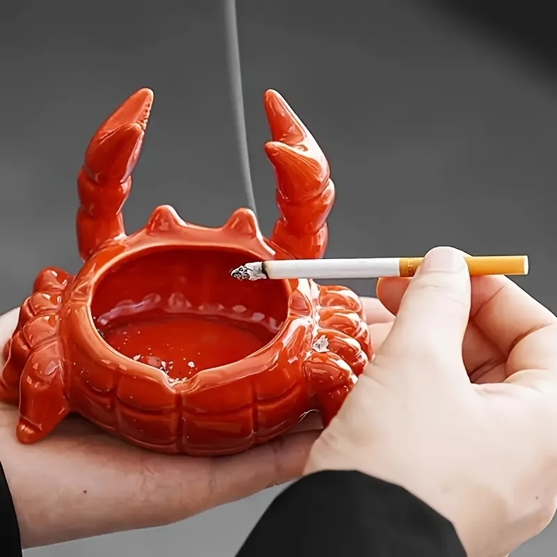 A Charming Crab Ceramic Ashtray with Lid, Home and Office Decoration Tea Pet, Unique Irregular Shape A Charming Crab Ceramic Ashtray with Lid, Home and Office Decoration Tea Pet, Unique Irregular Shape