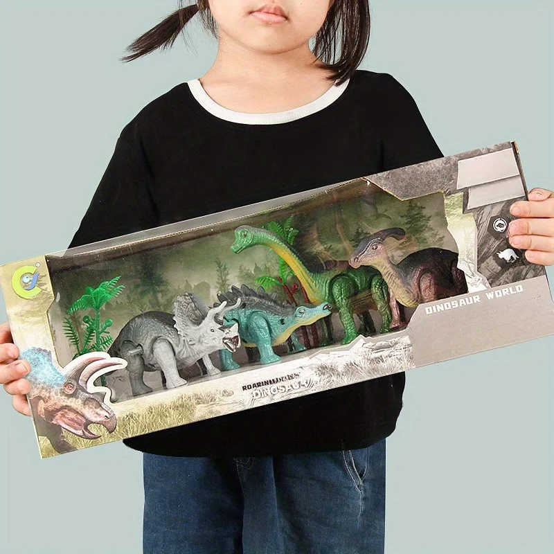 A Gift Set Of Dinosaur Toys, Running Mechanical Animal Toy That Walks Automatically When Wound Up. Birthday Gift For