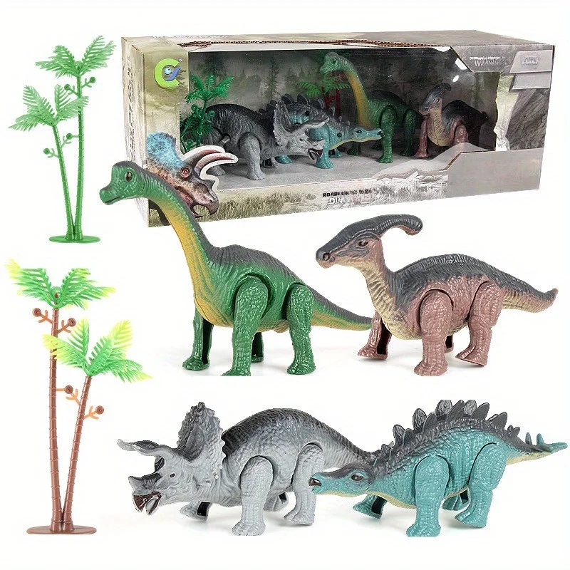 A Gift Set Of Dinosaur Toys, Running Mechanical Animal Toy That Walks Automatically When Wound Up. Birthday Gift For