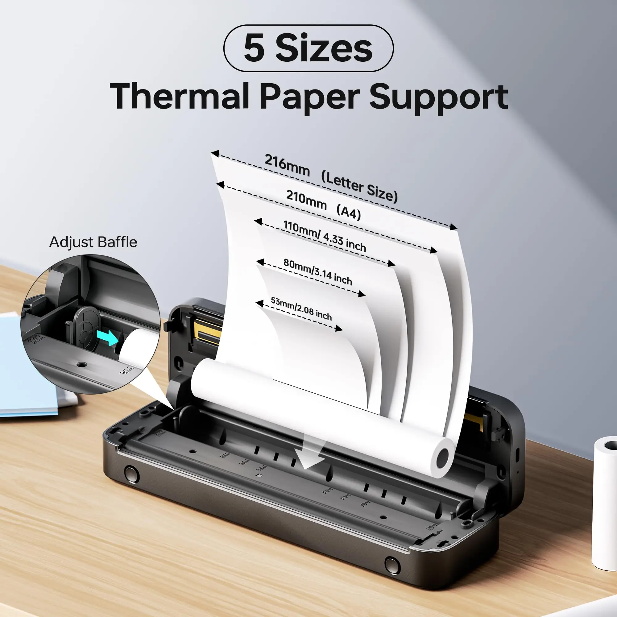 A4 Portable Printer Wireless M832 for Travel Work Home Inkless Thermal 300DPI US-letter Mobile Printer Support Android A4 Portable Printer Wireless M832 for Travel Work Home Inkless Thermal 300DPI US-letter Mobile Printer Support Android