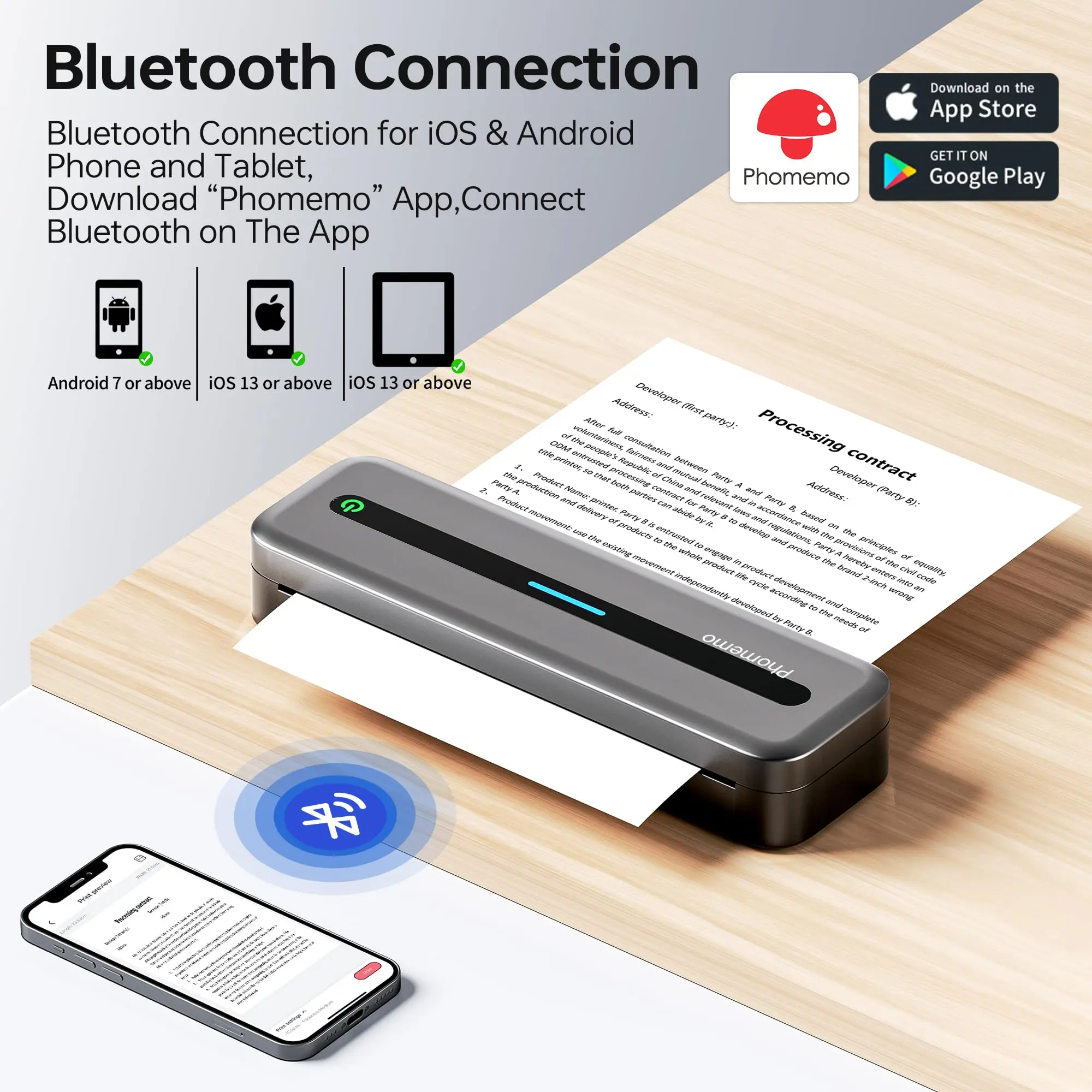 A4 Portable Printer Wireless M832 for Travel Work Home Inkless Thermal 300DPI US-letter Mobile Printer Support Android A4 Portable Printer Wireless M832 for Travel Work Home Inkless Thermal 300DPI US-letter Mobile Printer Support Android