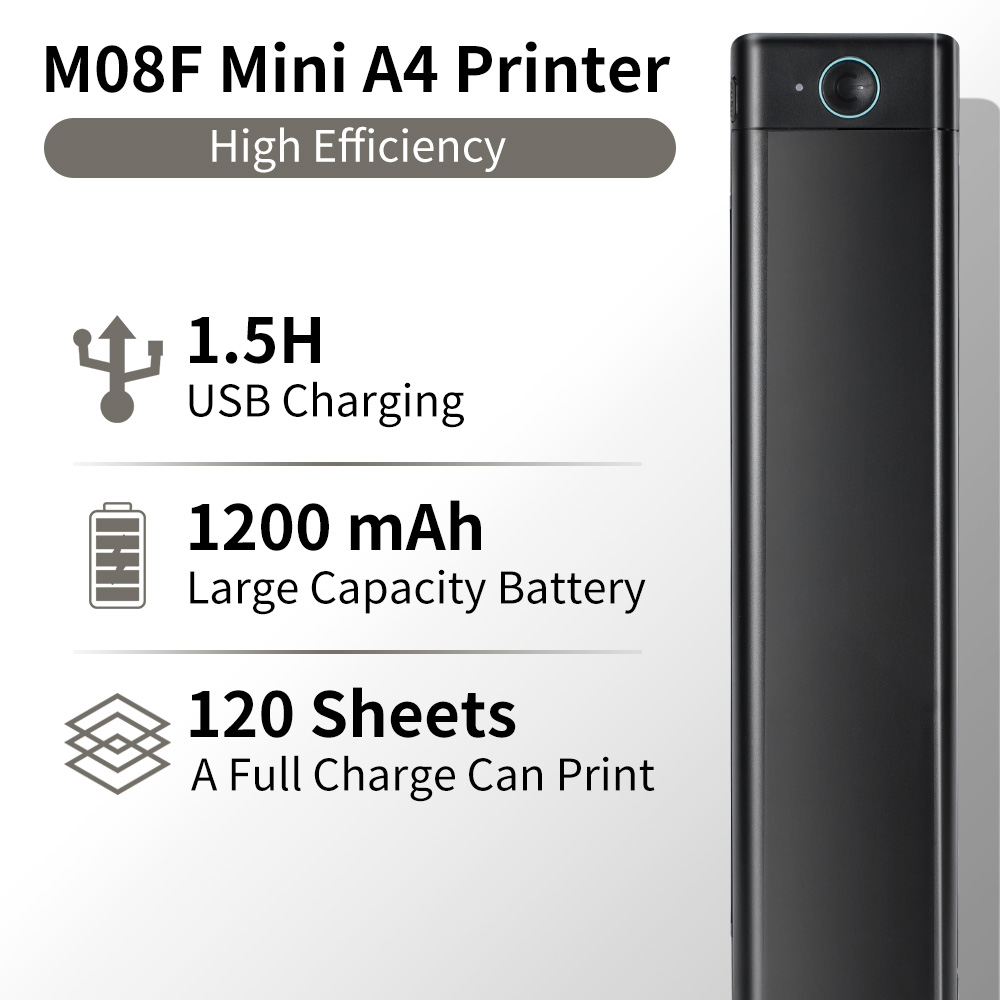A4 Portable Thermal Printer Supports 8.26″x11.69″ A4 Thermal Paper,Wireless Mobile Travel Printers for Car and Office