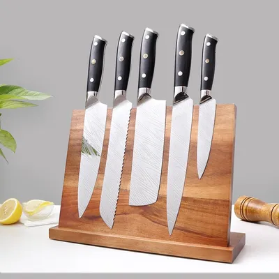 Acacia Magnetic Wood Knife Block