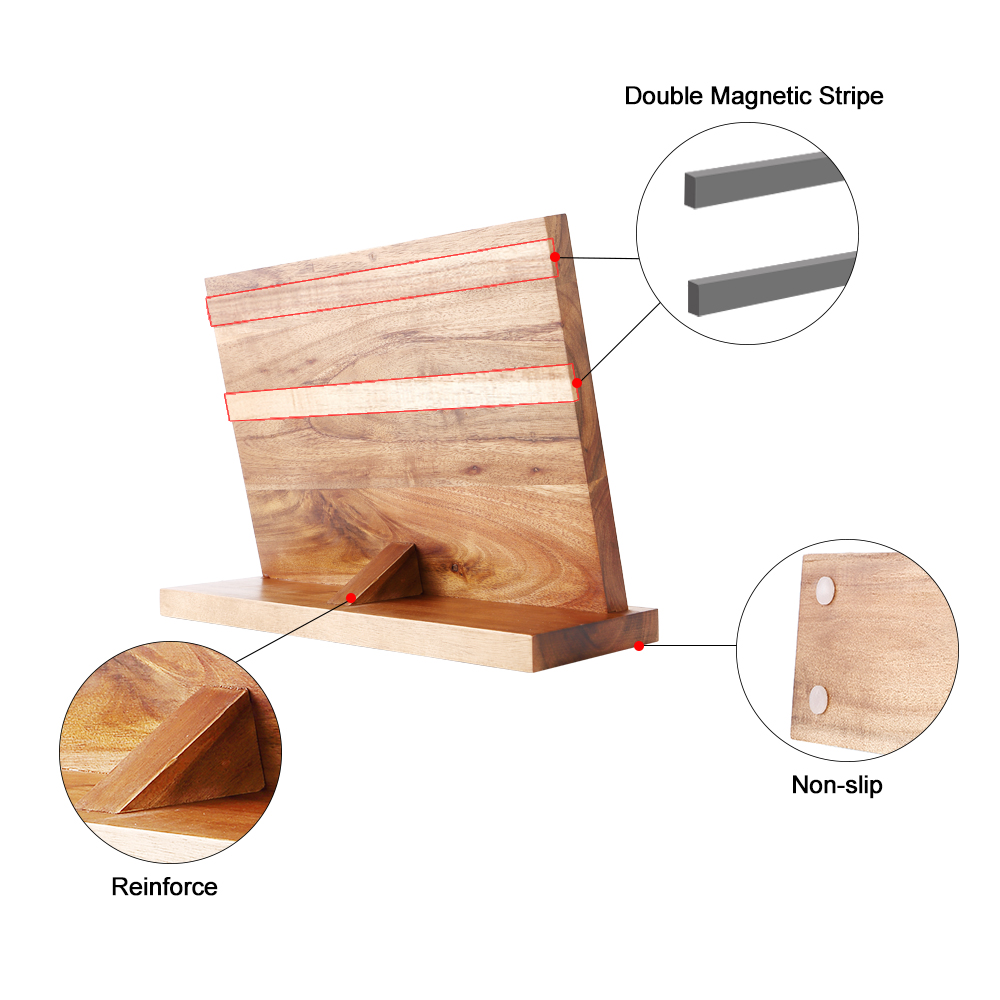 Acacia Magnetic Wood Knife Block