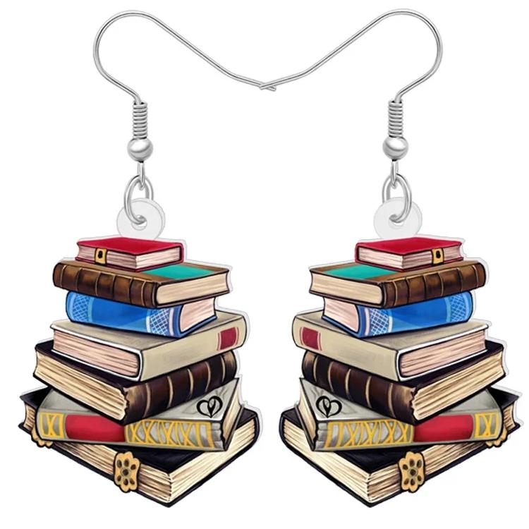 Acrylic Book Pile Drop Dangle Earrings Novelty School Textbook Jewelry for Women Kids Teacher Back to School Gifts Acrylic Book Pile Drop Dangle Earrings Novelty School Textbook Jewelry for Women Kids Teacher Back to School Gifts
