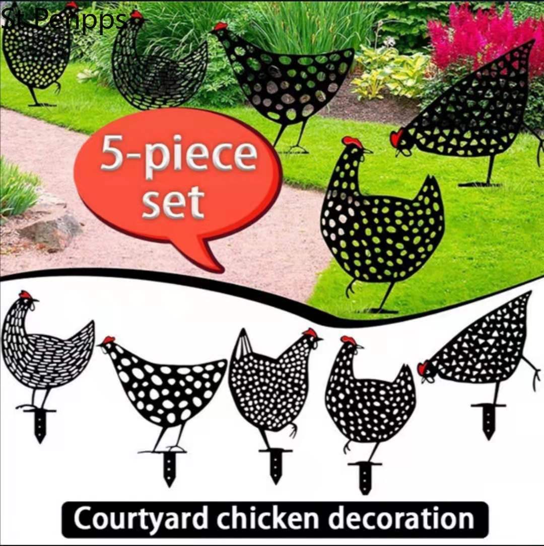 Acrylic Chicken Lawn Ornaments (5 pcs)
