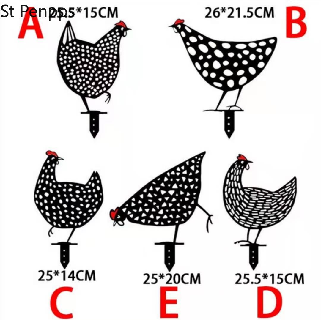 Acrylic Chicken Lawn Ornaments (5 pcs)