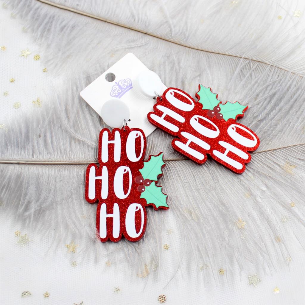 Acrylic Christmas Ho Ho Ho Earrings Acrylic Christmas Ho Ho Ho Earrings
