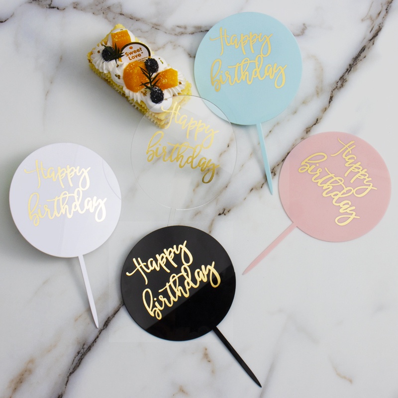 Acrylic Happy Birthday Round Topper Acrylic Happy Birthday Round Topper