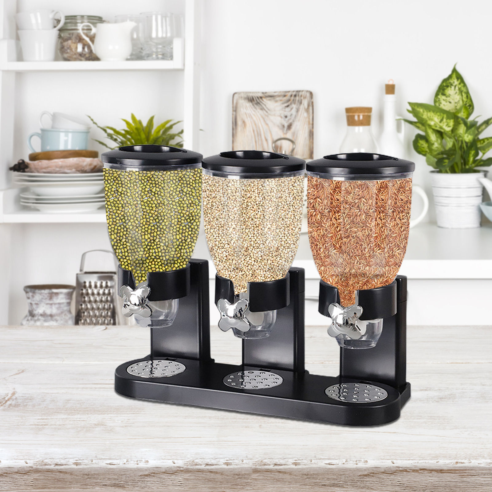 Acrylic Kitchen Triple Cereal Dispenser