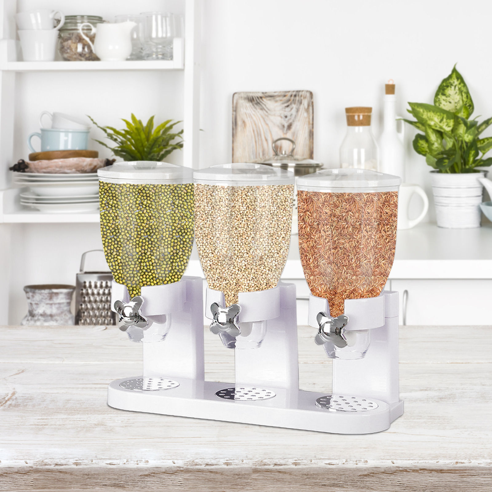 Acrylic Kitchen Triple Cereal Dispenser