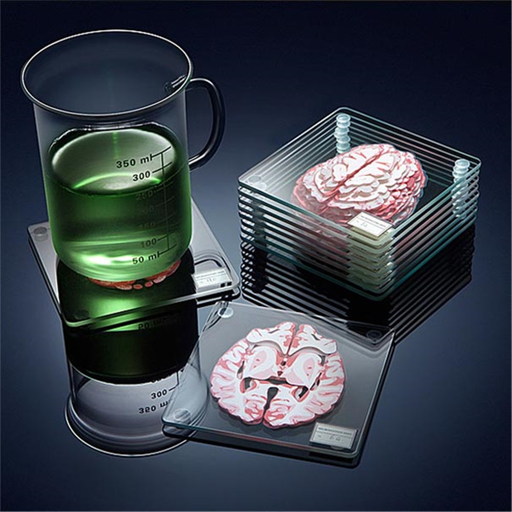 Acrylic Non-Slip Brain Coasters (10pcs)