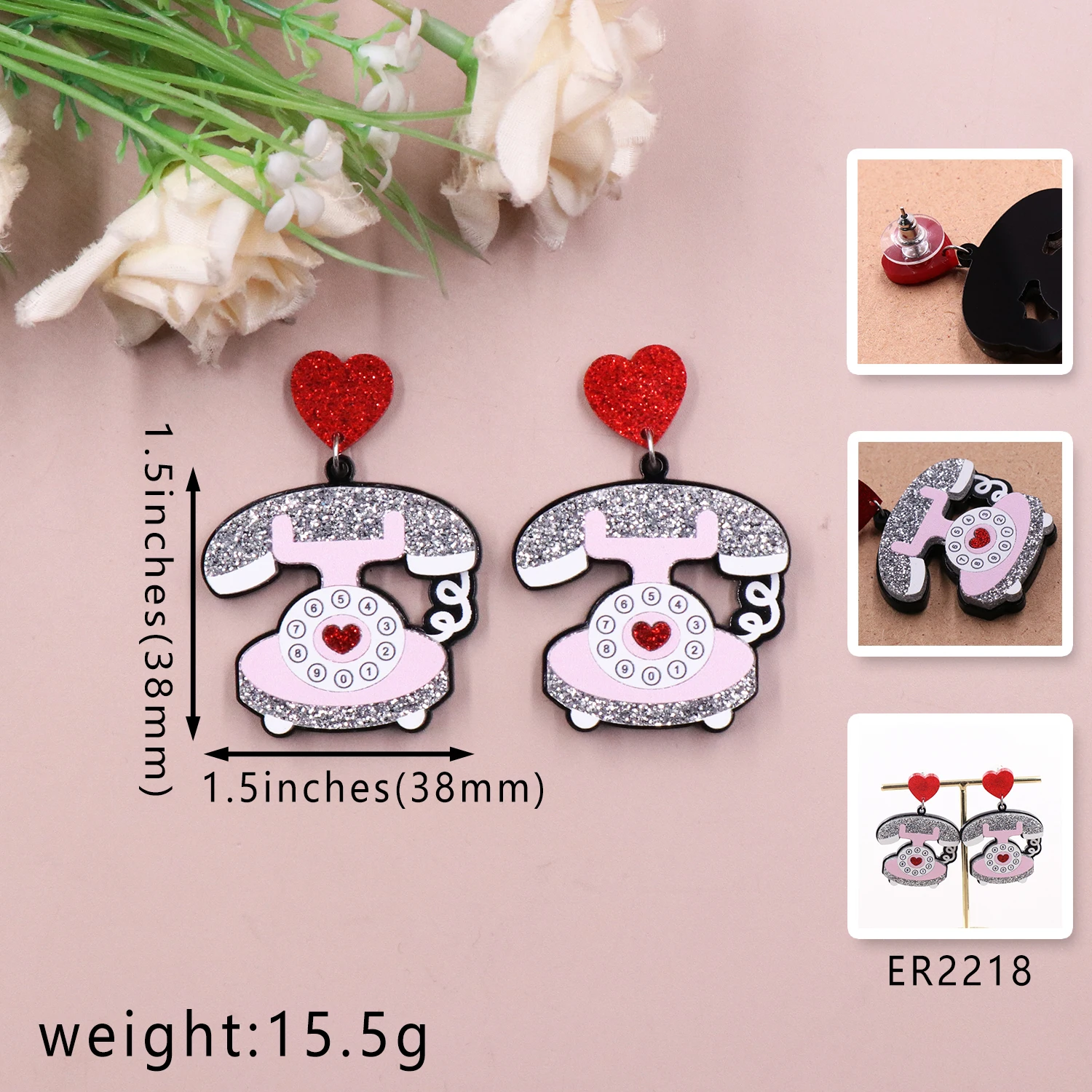 Acrylic Retro Telephone Earrings Acrylic Retro Telephone Earrings