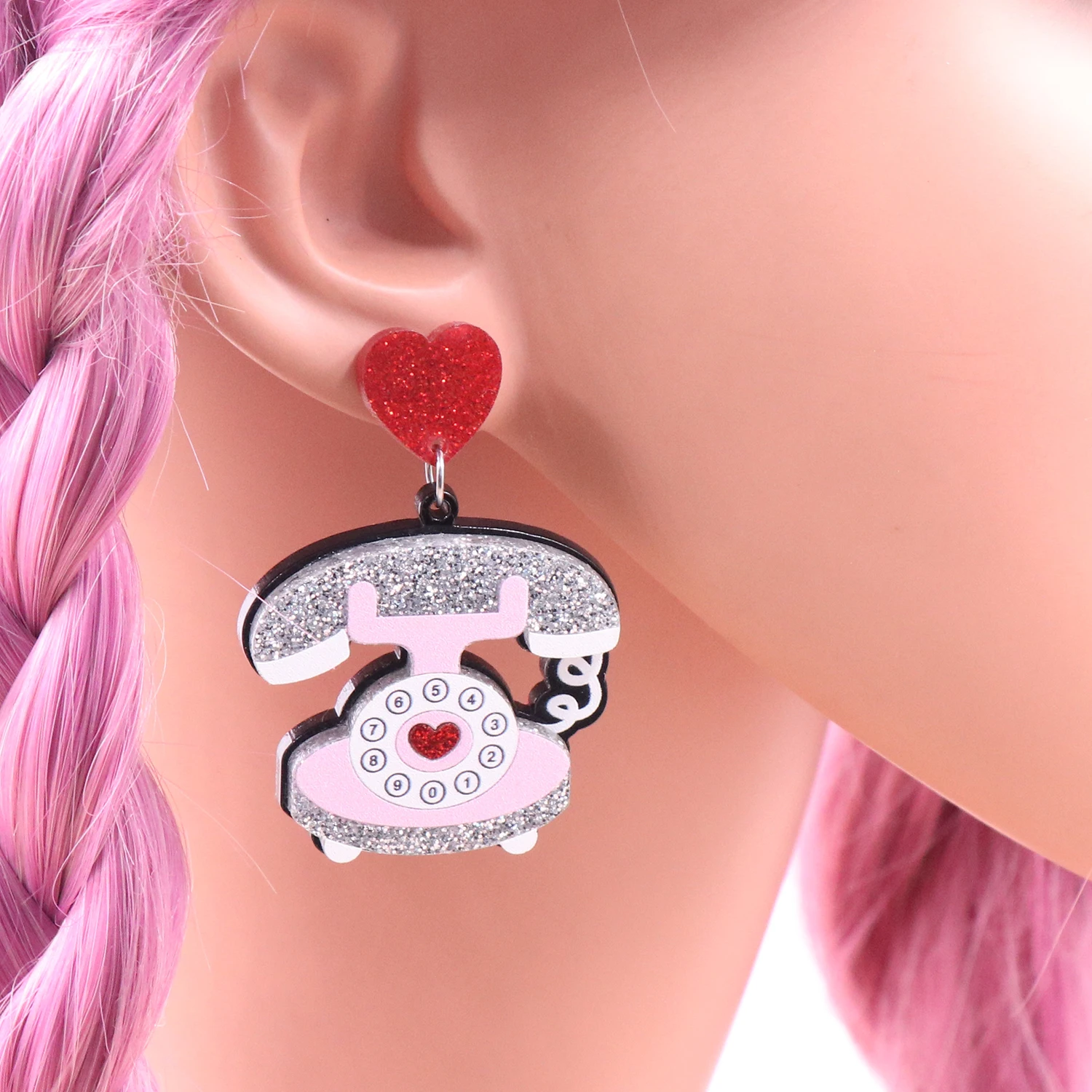 Acrylic Retro Telephone Earrings Acrylic Retro Telephone Earrings