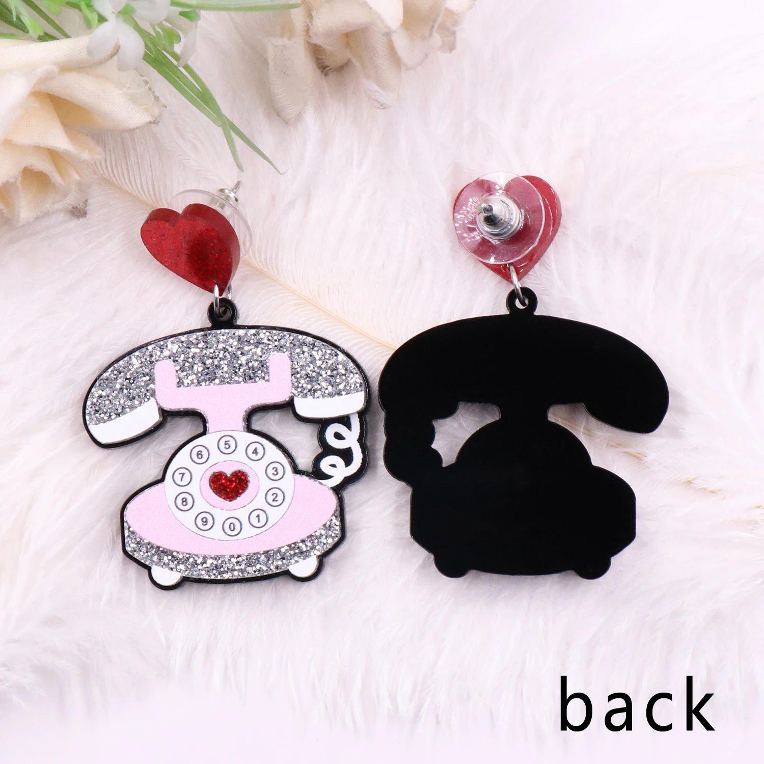 Acrylic Retro Telephone Earrings Acrylic Retro Telephone Earrings