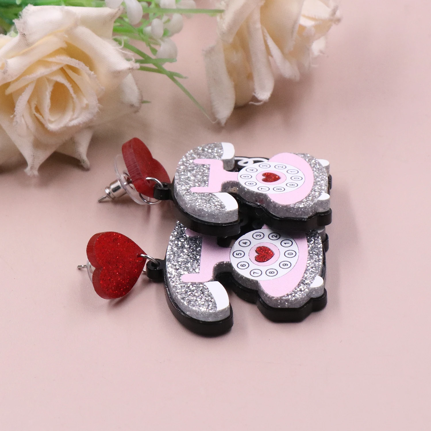 Acrylic Retro Telephone Earrings Acrylic Retro Telephone Earrings